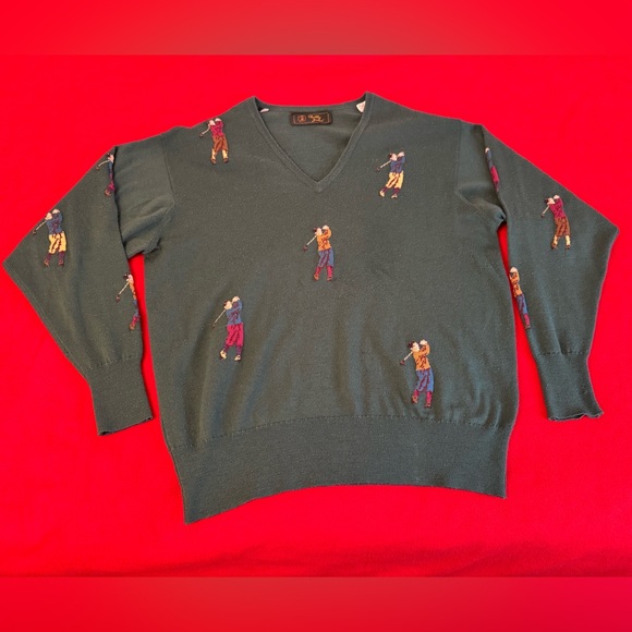 Vintage 90s Bobby Jones Men’s Merino Sweater Size M With Golfers Scotland Made